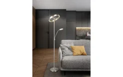 Willis Golvlampa LED med läslampa i borstat stål
