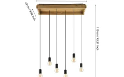 Wootton Taklampa 81cm 6L Svart/Trä